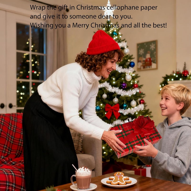 CMFYHM Christmas Cellophane Wrap Roll (34" x 100’Ft) 3 Mil Thicken Long Film Gift Wrappings for Baskets, Box,Wine, Christmas Decor(Red,Green,White) - Image 5